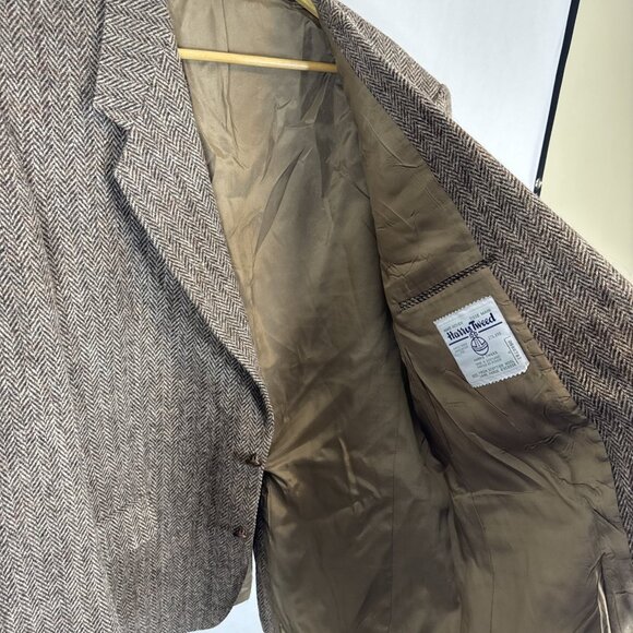 Harris Tweed Men 46L Tall Brown Sports Coat Blazer Wool Scottish - Picture 4 of 7